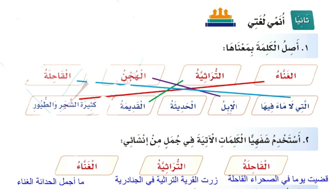 معنى كلمة الغناء لغتي ثالث ابتدائي